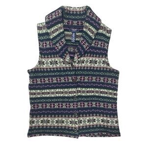 Vintage 90s Chaps Sweater Vest Womens Small Fair Isle Boho Southwestern Nordic